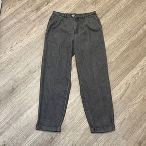 Lizwear Petite Vintage High Waisted Pleated Tapered Jeans Gray Denim Size 12P